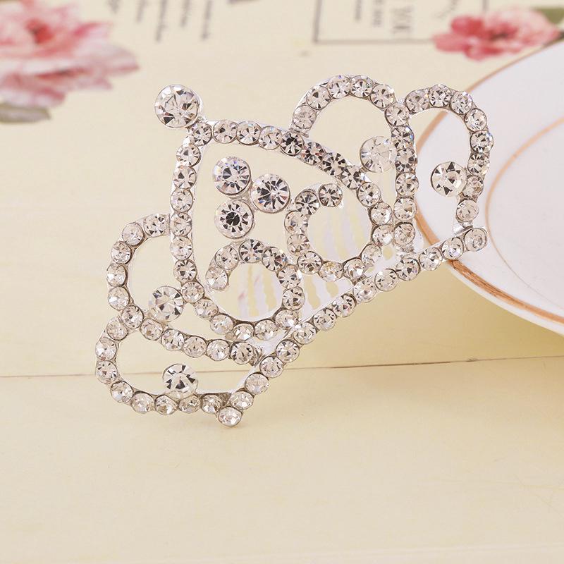 Korean Style Crown Jewelry Comb Hair Ornaments Princess Rhinestone Crown Alloy Colorful Girls Birthday Dance Hair Accessories