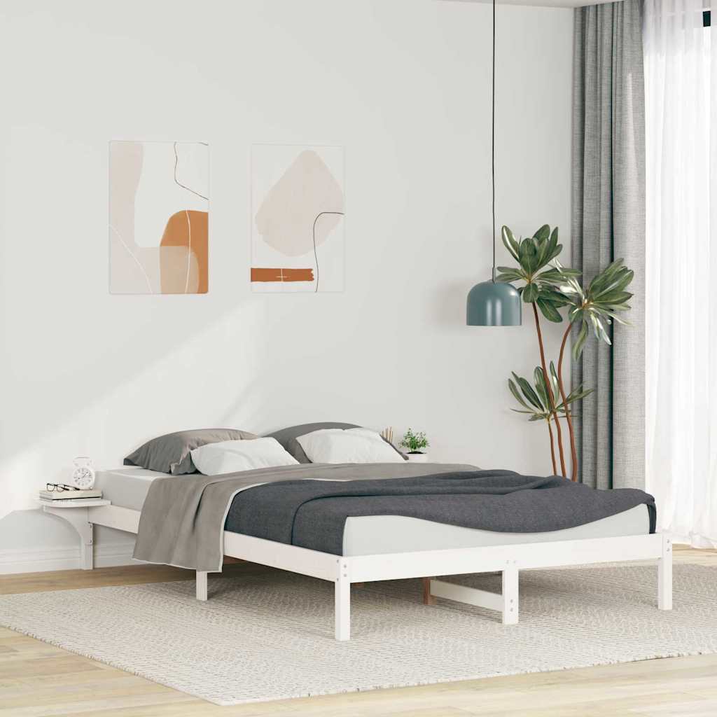 Bed Frame with Nightstands White 140 x 220 cm
