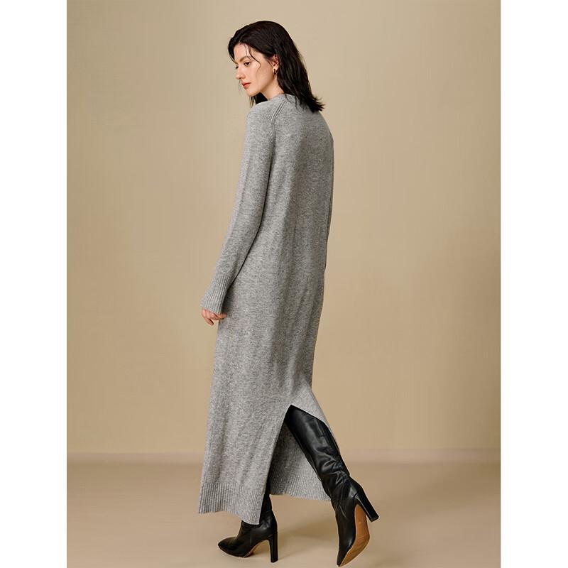 INMAN Women's Color Block Round Neck Sweater Dress