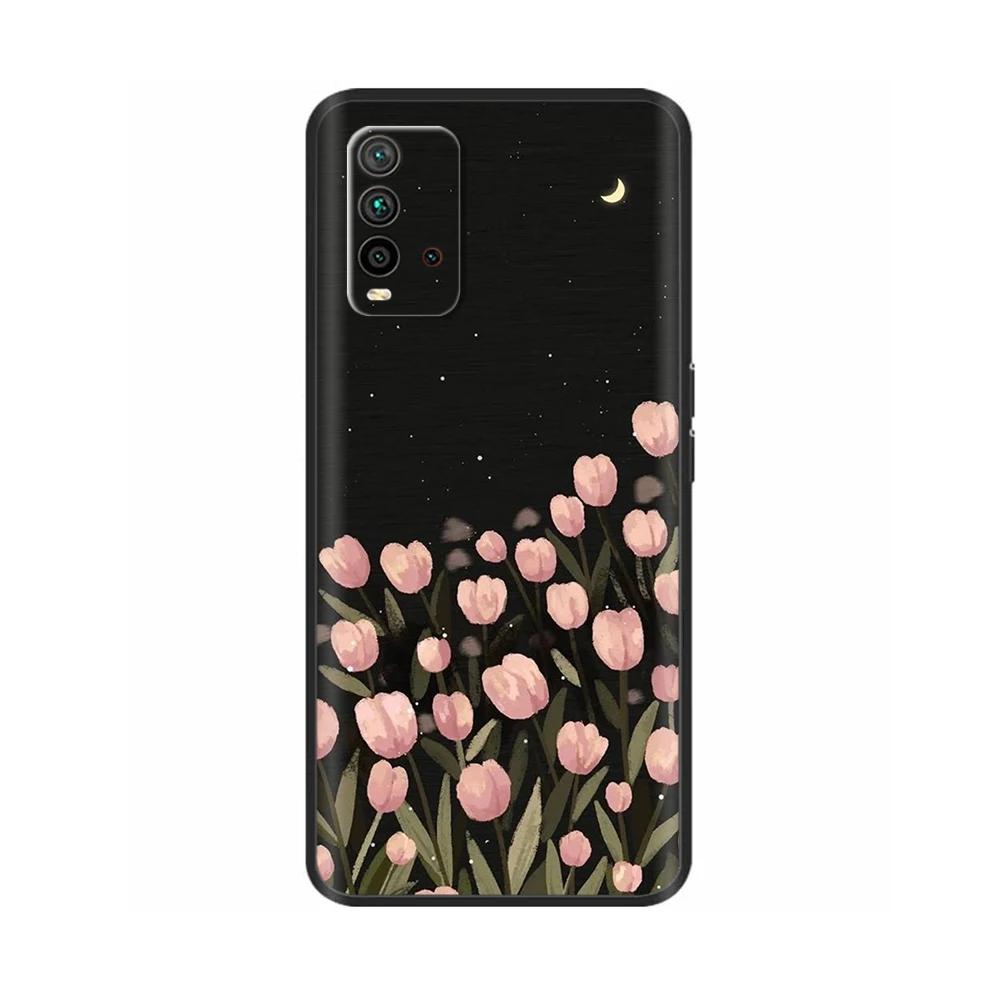 Für Redmi 9T Hülle Blumen Weiche Handyhülle Rückseite Für Xiaomi Redmi 9T 9 T Redmi9T Hüllen Schlankes Silikon Coque Anti-Fall Fundas