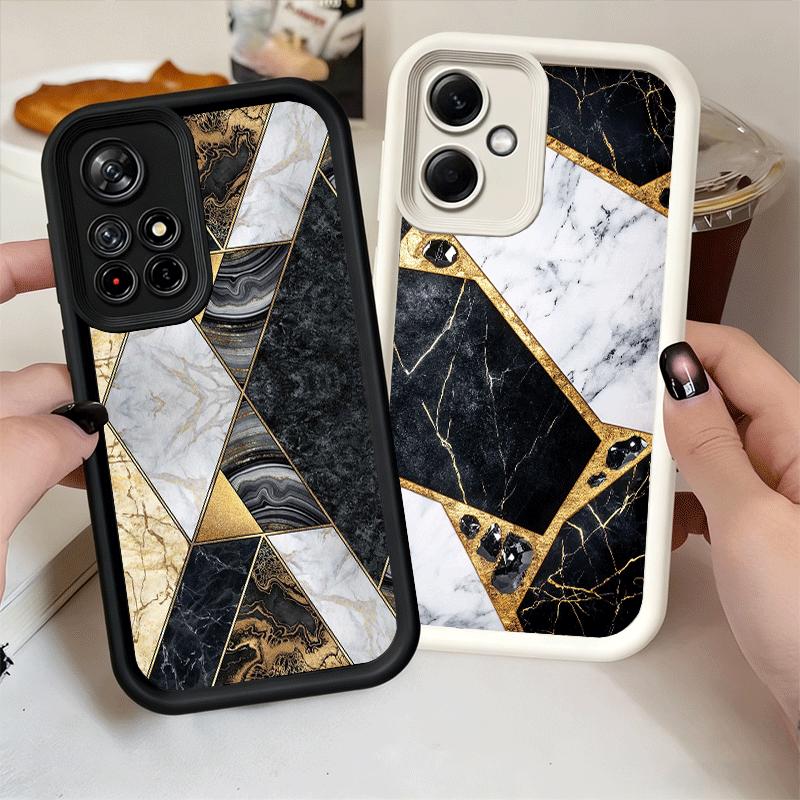Geometric Marble Pattern Soft Phone Case for Xiaomi Poco X7 X6 X5 Pro X4 Gt X3 F7 Ultra M8 M7 Redmi 15C 15 14C 13 13C 12 12C 10