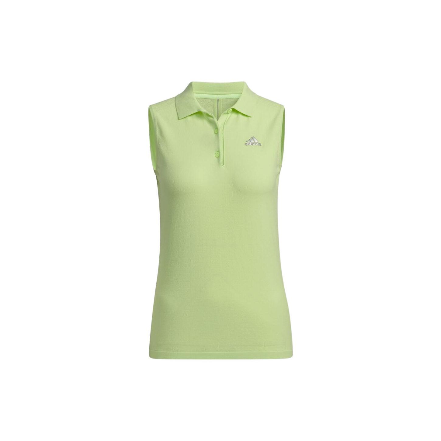 

Adidas Solid Color Logo Embroidered Sleeveless Polo Shirt Women tops Green GM3699 L