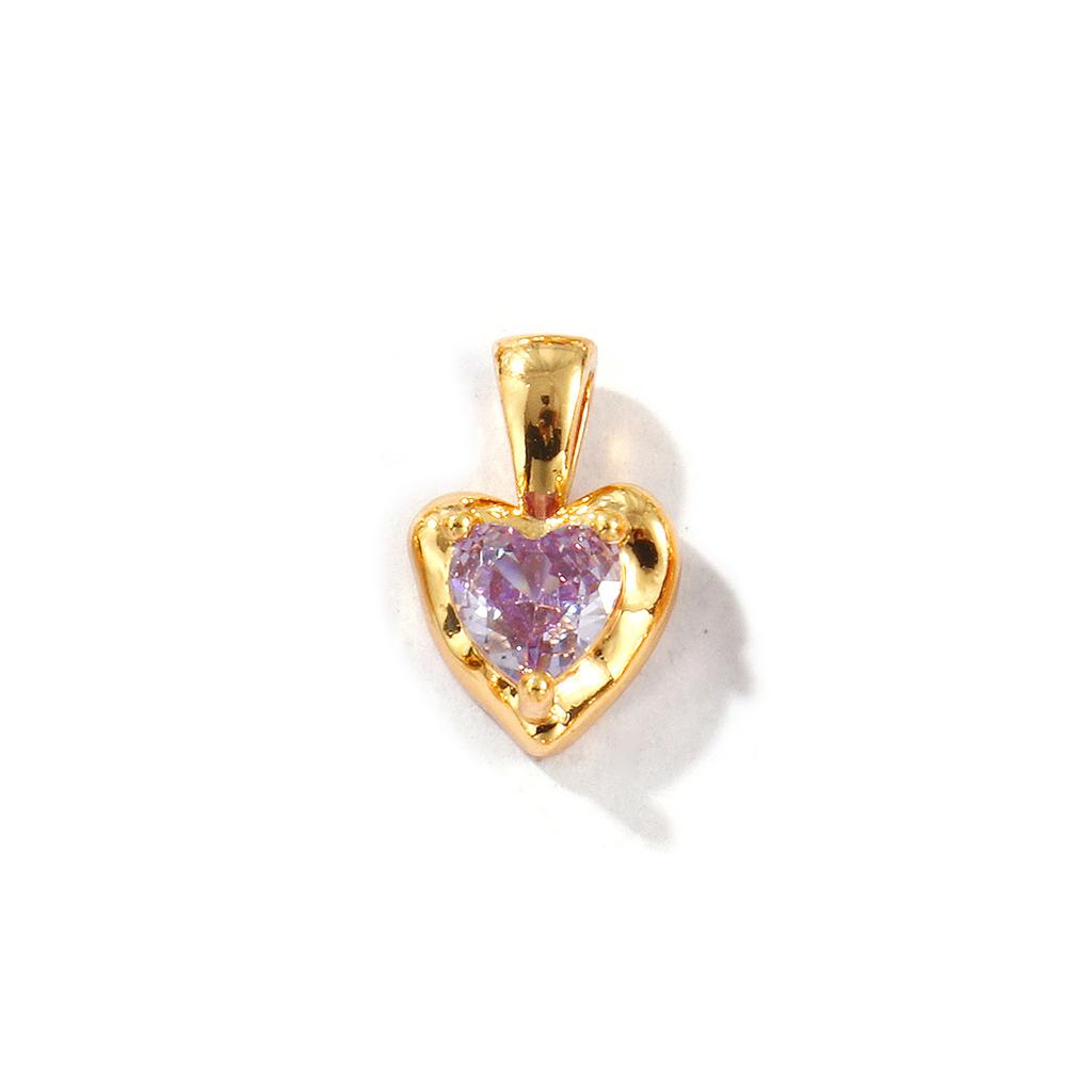 2 PCs Heart Brass & Rhinestone Birthstone Charms 18K Gold Plated Pendants For DIY Necklace Earrings Jewelry Making 12.5mm x 8mm