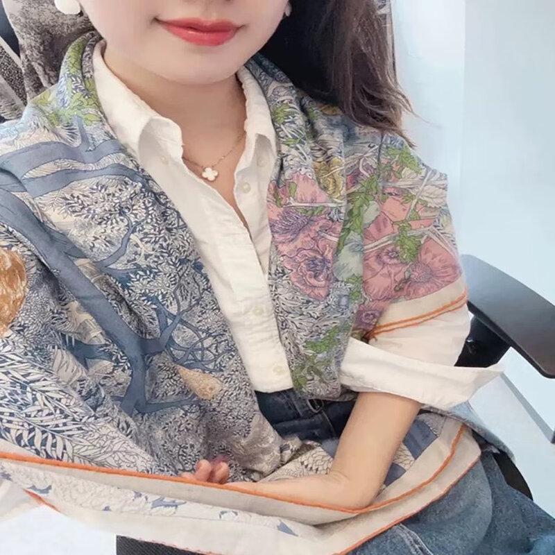 NINA SOLOR Silk Wool Square Scarf Shawl