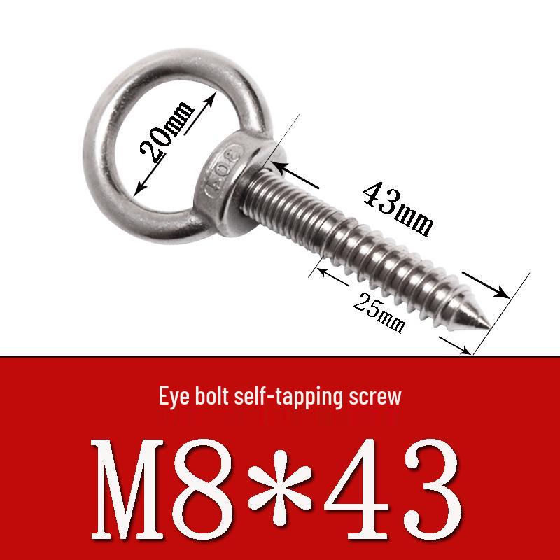 Stainless Steel 304 Eye Bolt, Self-Tapping Screw Eyelet, Butterfly Hand-Tight Self-Sheep Horn Nails