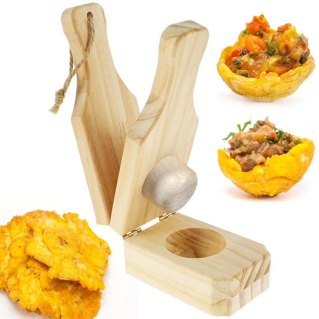 1 Piece [two-in-one] Wooden Banana Press, Potato Grinder, Foldable Kitchen Food Making Tool