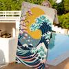 Wave Landscape Japanese Wall Art Beach Towel Bath Towels for Girl Microfiber Quick Dry Custom Sand Free Beach Yoga Spa Gym Pool