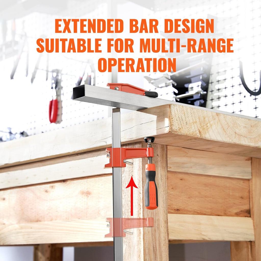Bar Clamps for Woodworking, 2-Pack 36" Clamp/Spreader, Quick-Change F Clamp with 600 lbs Load Limit, 2.5" Throat Depth, Cast Iron and Carbon Steel,