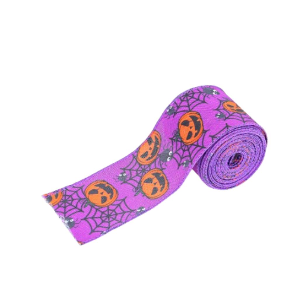 Rubans colorés effrayants pour Halloween, citrouille, crâne, chauve-souris, toile d'araignée, rubans de citrouille à carreaux, tissu exquis