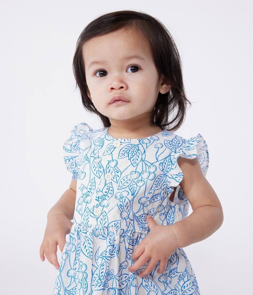 Petit Bateau Dress 36 95cm A0CLJ, Off-White/Royal Blue, Months,