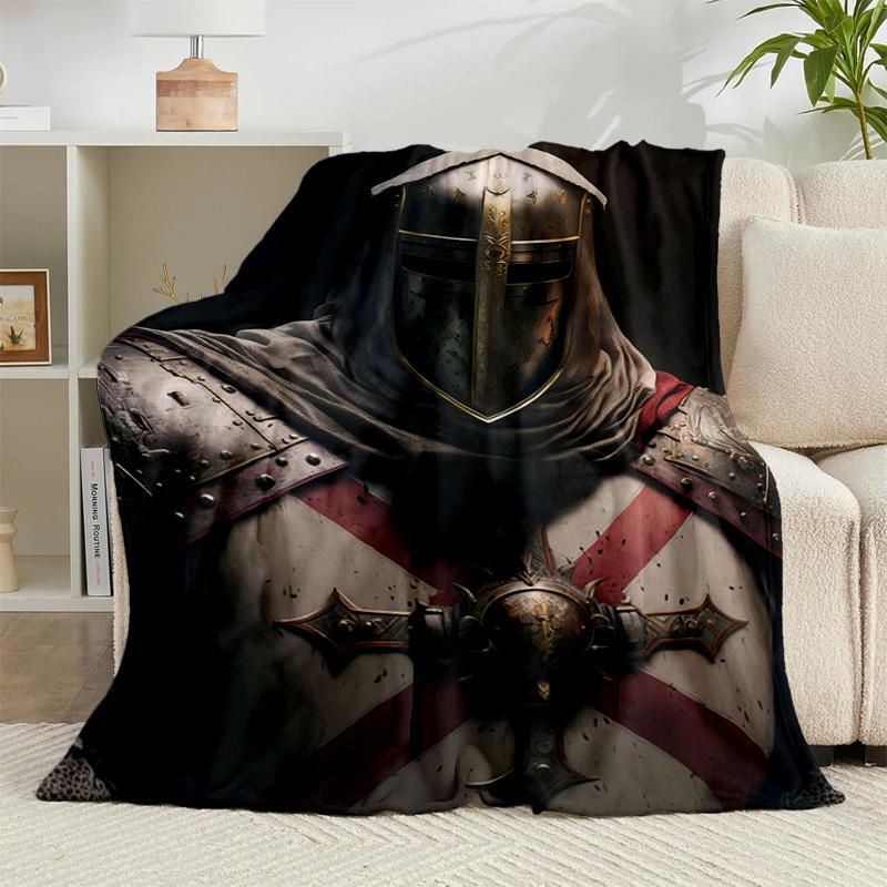 1PC Knights Templar Symbol Flannel Blanket Gift, Suitable for Both Men And Women, Soft Ideal for Beds And Sofa, Birthday Or Christmas Gift