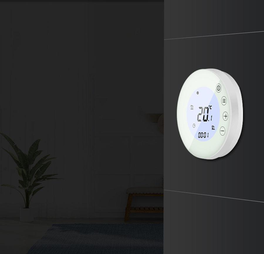 Thermostat with LCD display, touch buttons and electric heating