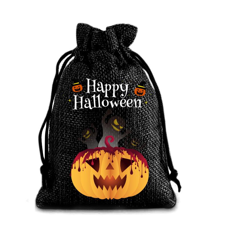 Halloween Kinder Zuckertüte Kürbis Geist Leinen Bündel Mundbeutel Geschenktüte Kordelzug Süßigkeitentasche Lager
