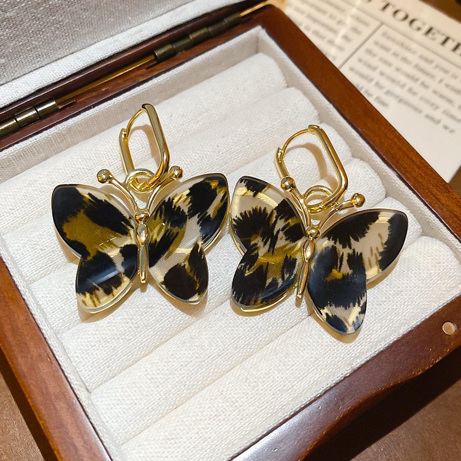 Ацетатная пластина леопардовый принт подвеска-бабочка серьги-клипсы Майяр ретро нишевые серьги легкая роскошь серьги женские