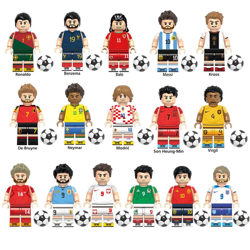 World Cup Football Star Athlete Building Block Doll Toy Children Assemble Model Bag Pyp