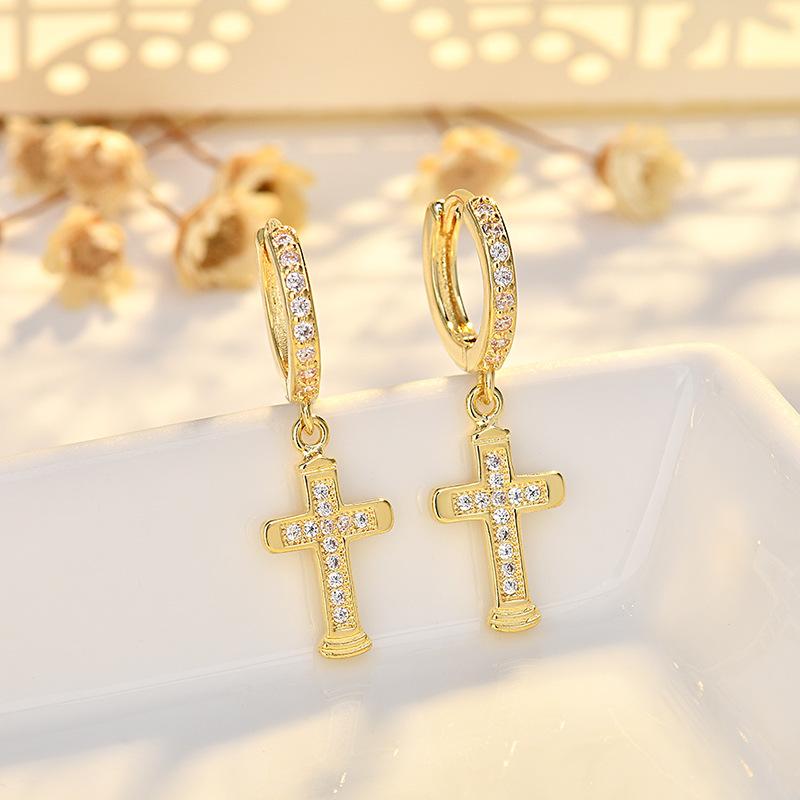 European and American New Cross Earrings, Ear Buckles, Gold Diamond-encrusted Tremella Buckles, Earrings, Earrings 2026.