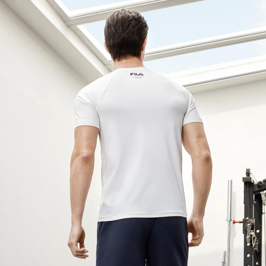 FILA Fitted Running Training Short Sleeve T-Shirt Men tops Starlight-White A11M421121FWT
