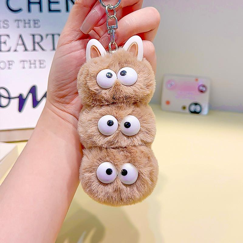 And Soft Huggable Plush Coal Ball Keychain Adorable Hanging Charm For Bags