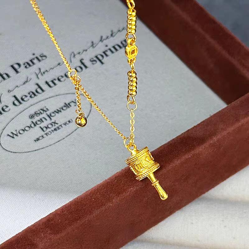 Тибетский шестисловный мантра вращающийся кулон ожерелье и браслет набор