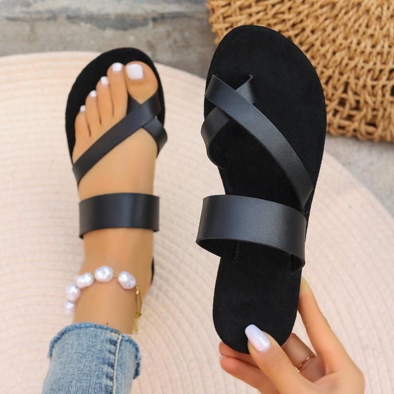 Fashion 2024 High Quality Shoes for Women Plus Size Women's Slippers Outdoor Daily Slippers Women Round Toe Flat with Solid Thong Sandal