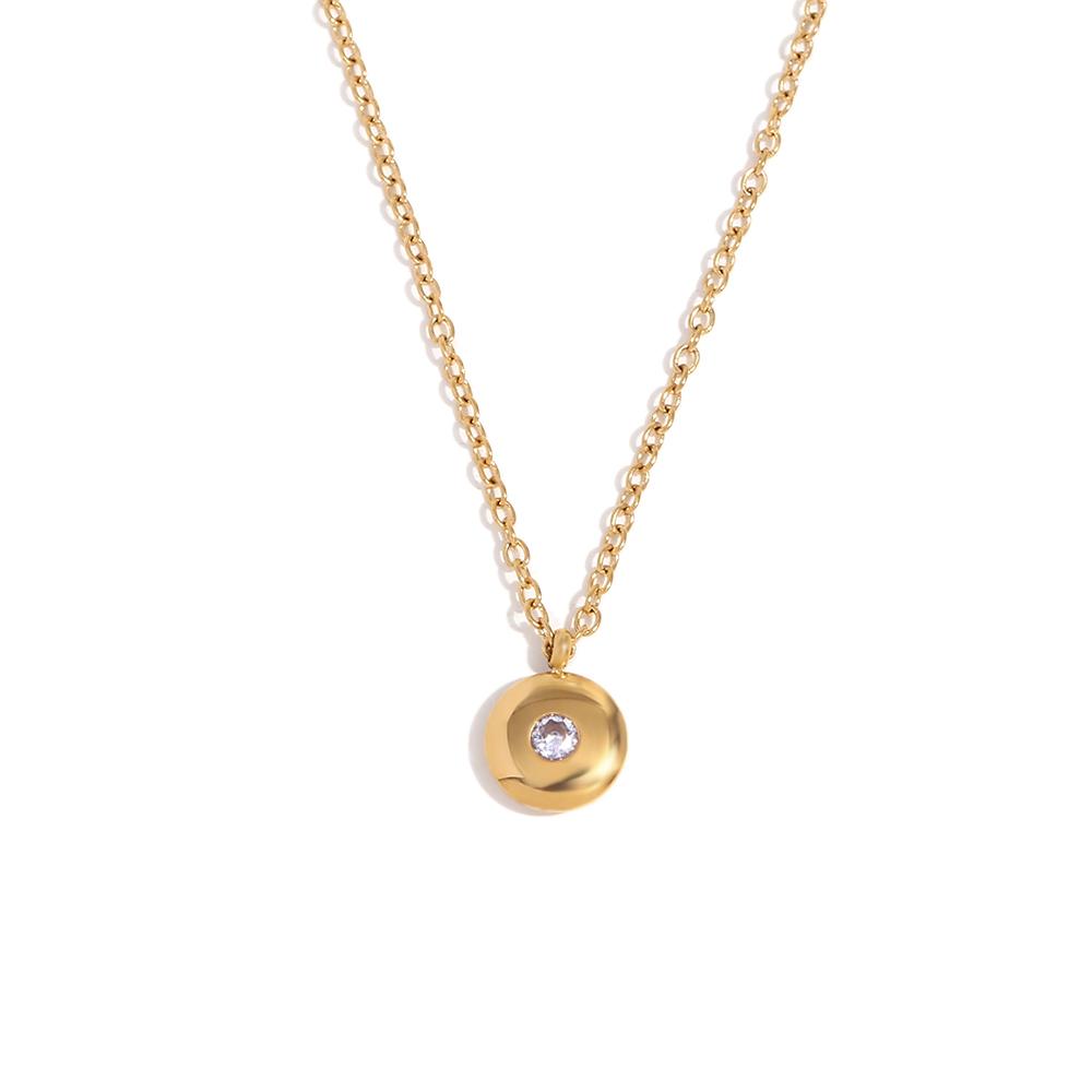 MamacitaSlay Stainless Steel Birthstone Round Charms Necklace 2025 Trendy Simple Waterproof Jewelry Women s Collarbone Chain 40cm