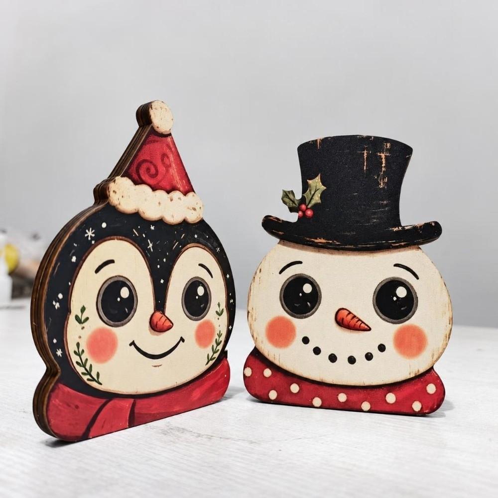 Santa Claus Christmas Tabletop Figure Snowman Freestanding Mantel Figure Christmas Decoration