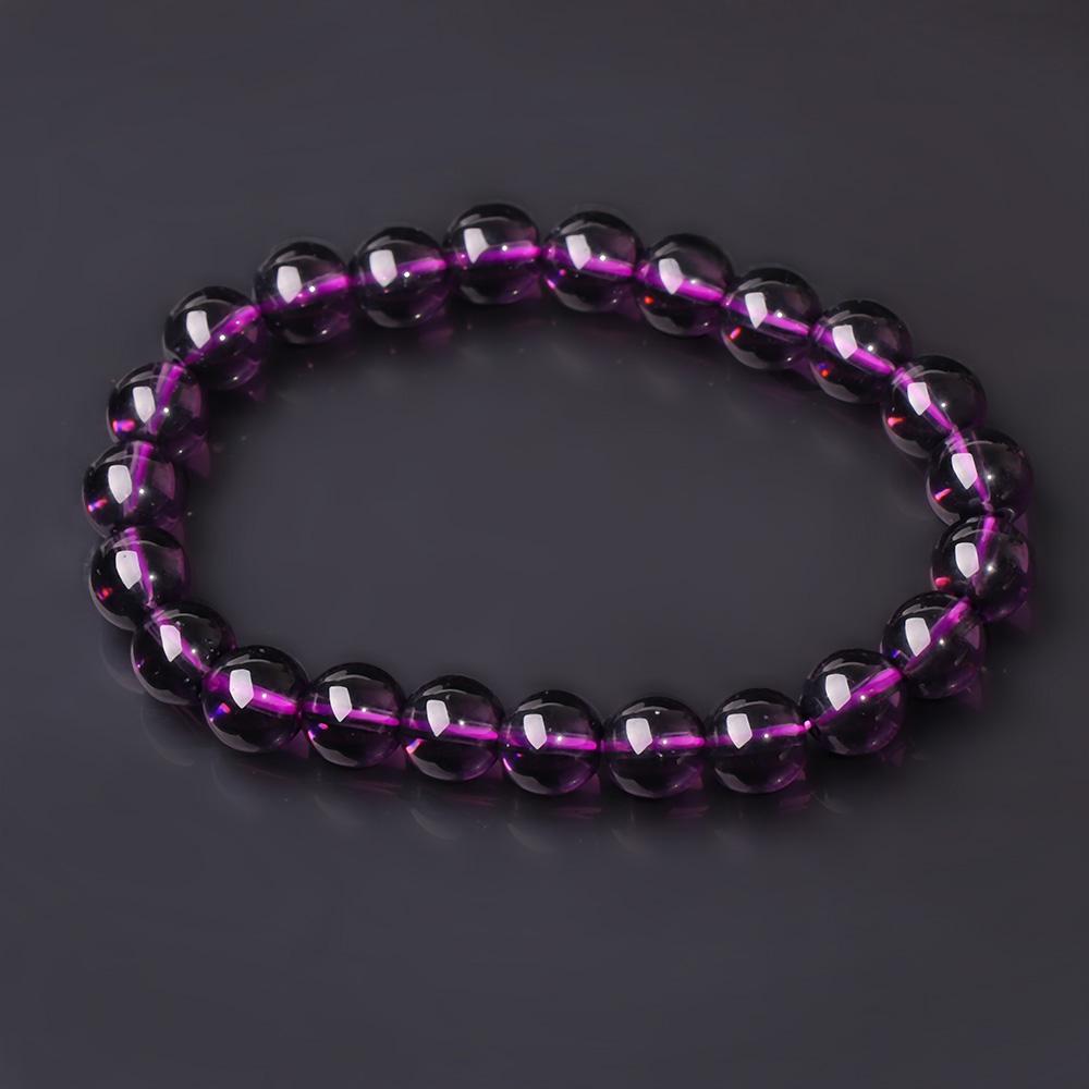 Bangle Purple Crystal Natural Round Jewelry Beads Amethyst Bracelet Buddha Beads