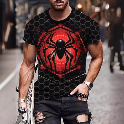 Letní pavoučí bestie s krátkým rukávem, digitálním potištěným módním tričkem s volně střiženou hlavou s kulatým výstřihem z mléčného hedvábí Trička (pánské)