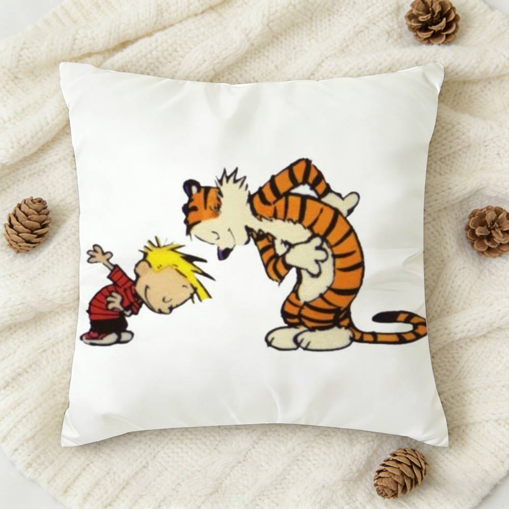 CCalvin and Hobbes Doublesided Printed Square Decorative Cushion Cover for Sofa Living Room Home Decor