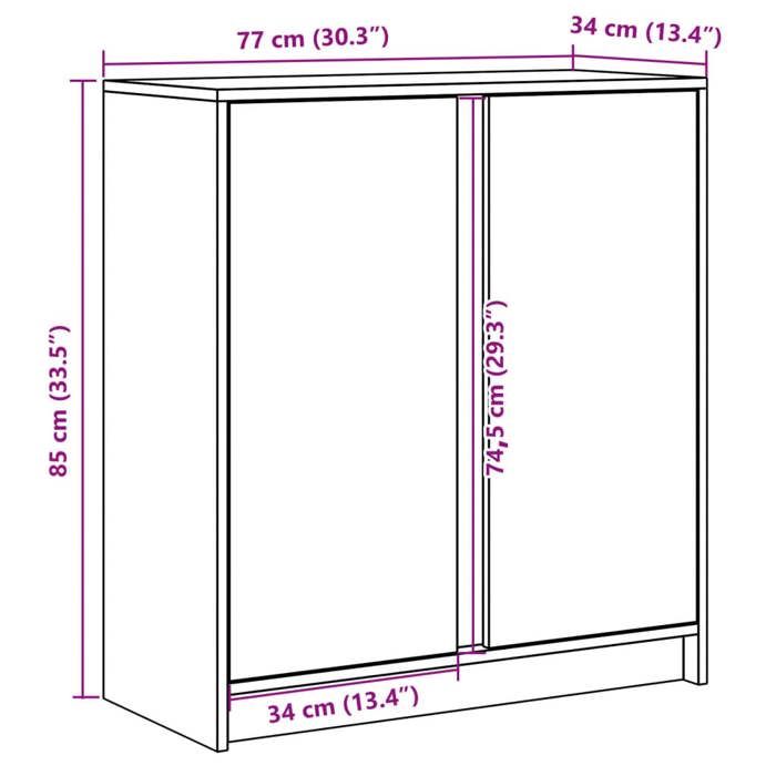 VidaXL Buffet with LED White 77x34x85 Cm Engineered Wood, Storage Cabinet, Kitchen Storage Cabinet, Furniture of 852131