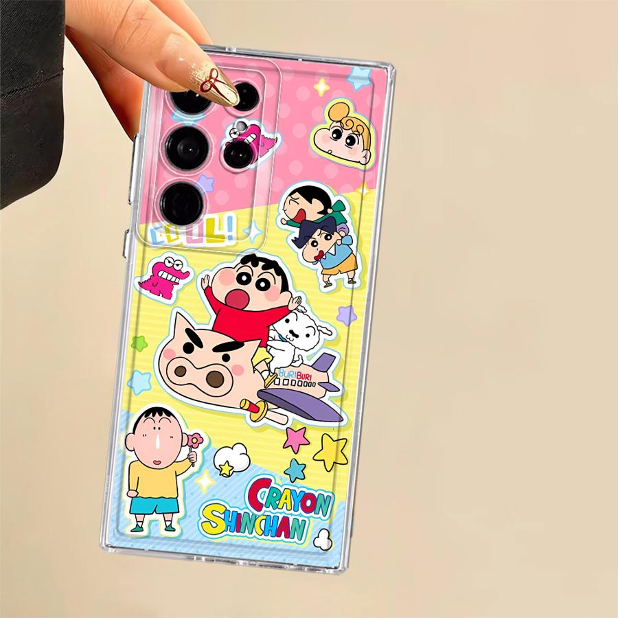 Case for Samsung Galaxy S24 S20 Plus S25 Edge S22 FE S21 Note 20 Ultra 10 S23 Ultra S26 Phone Cover Cute Crayons Shinchans