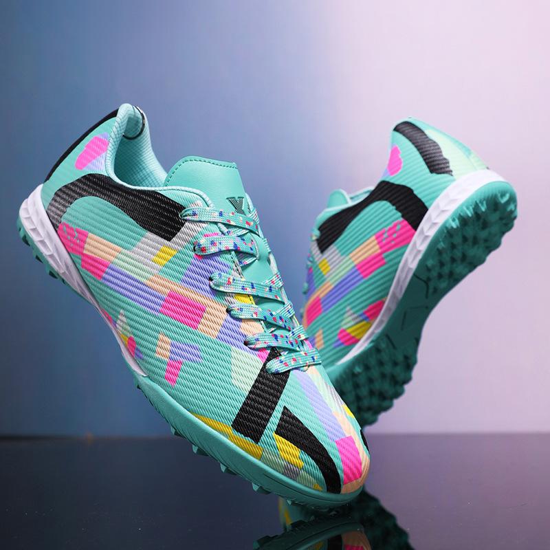Low-top football shoes tf broken nails artificial flat AG nails leather feet boys and girls children and adolescents students training shoes
