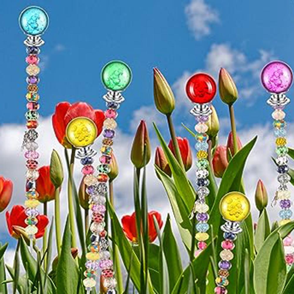 DIY Mini Garden Beaded Stakes Kit Wands Decor 8 Mini Garden Stakes,featuring 8 Threaded Rods,8 Hex Nuts,8 Vibrant Stopper Tops