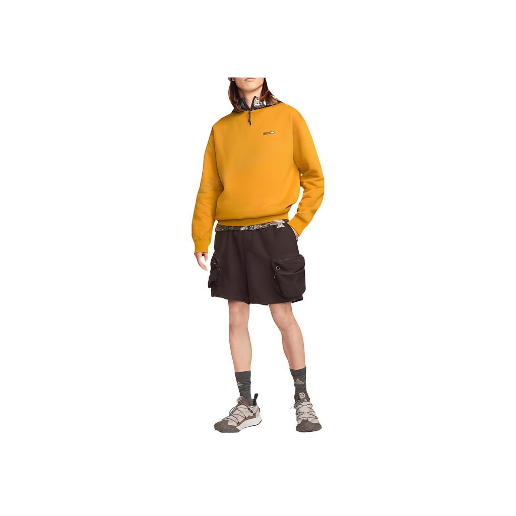 Nike Solid Color Logo Embroidered Crew Neck Pullover Sweatshirt Unisex Tops Yellow DM9942-727