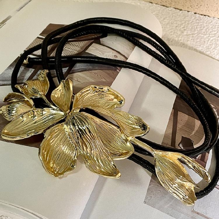 Exaggerated  Flower Belt PU Rope Belt Women Vintage Decorative Dresses Belt