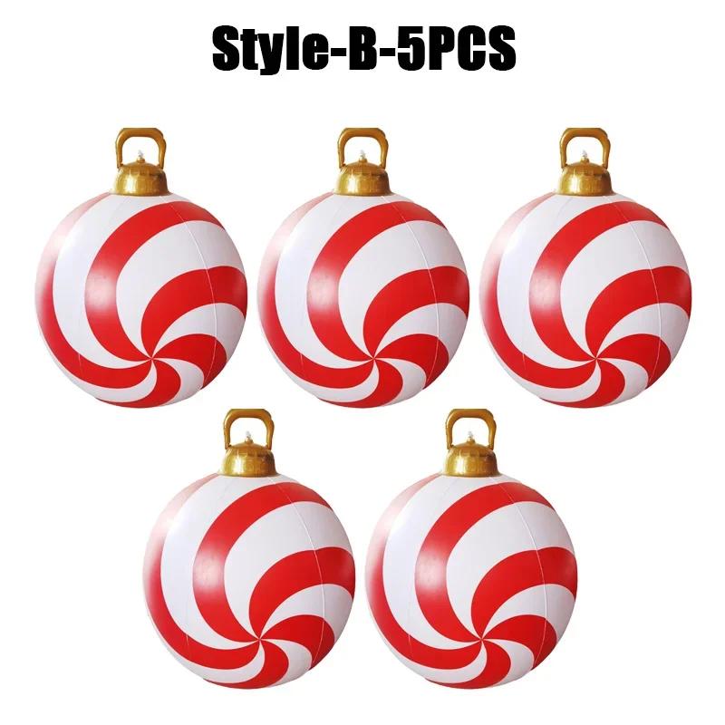1-5PC Inflatable Christmas Candy Ball Outdoor Lawn Garden Decoration Holiday Ornament Fun Party Prop Festive Scene Display Decor