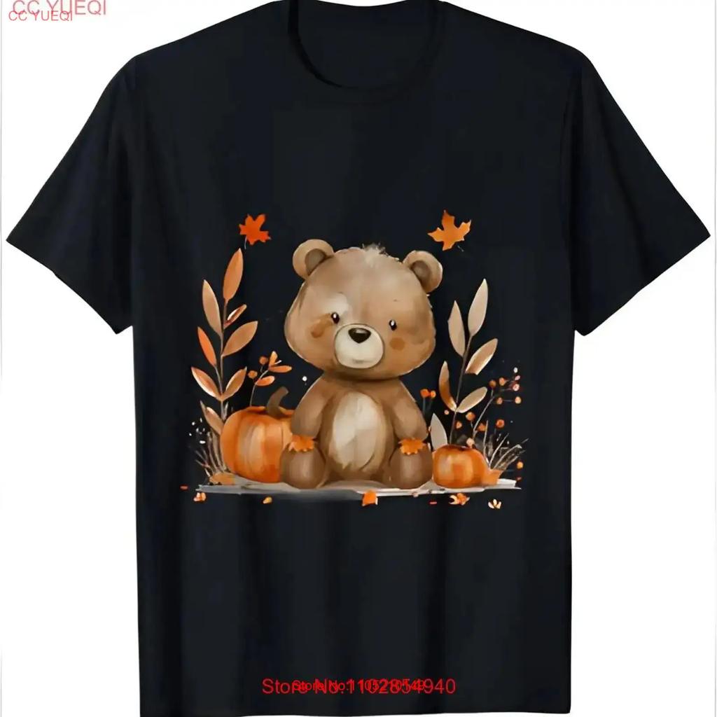 Kostium na Halloween Słodki Niedźwiedź Liście Jesienne Dynia Koszulka vintage Prana Rozciągliwa Oddychająca homme moda Wszechstronny