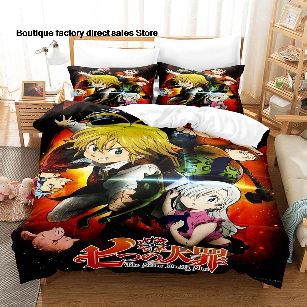 The Seven Deadly Sins Bedding Set 3D Printed Duvet Cover Pillowcase For Otaku Bedroom Home Textile Twin Full Queen King Size