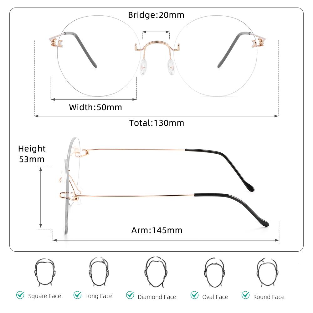 Ultraleichte Titan Randlose Brille Klein Blaulichtfilter Computerbrille Unisex Brillengestell Brille Randlose Brille