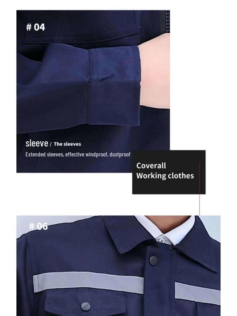 Men's Reflective Long-Sleeve Workwear Set - Durable Auto Repair Attire for Spring & Autumn