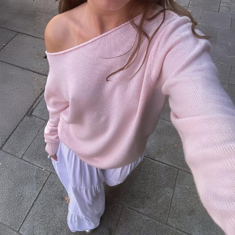 Casual Long-sleeved Tops Simple Solid Color Sweater for Women 2025 Autumn and Winter