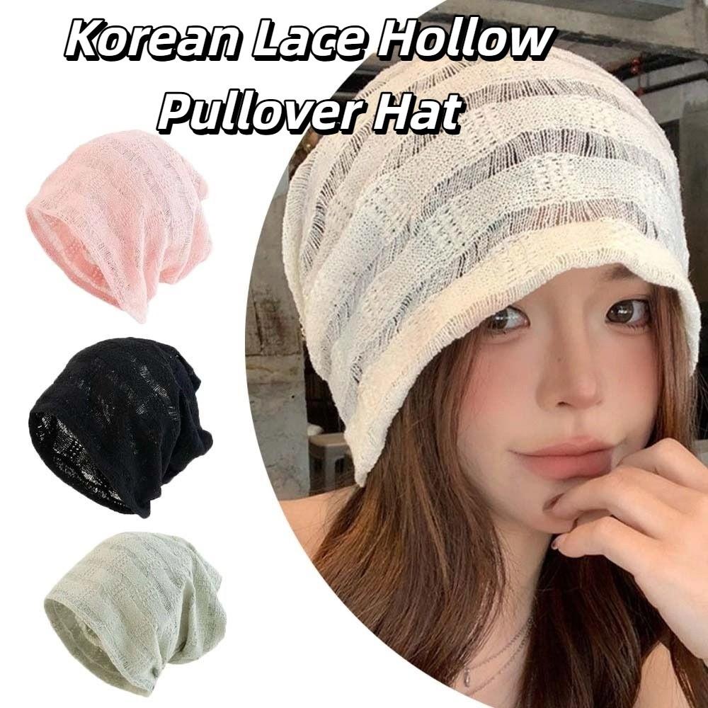 Hollow Beanies Hat Breathable Sunscreen Cap Retro Knitted Hat Spicy Girls