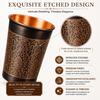 Pure Copper Water Glass Set of 6 with Elegant Etching Design, 300ml Handmade Ayurvedic Drinking Tumblers for Daily Use, Dining