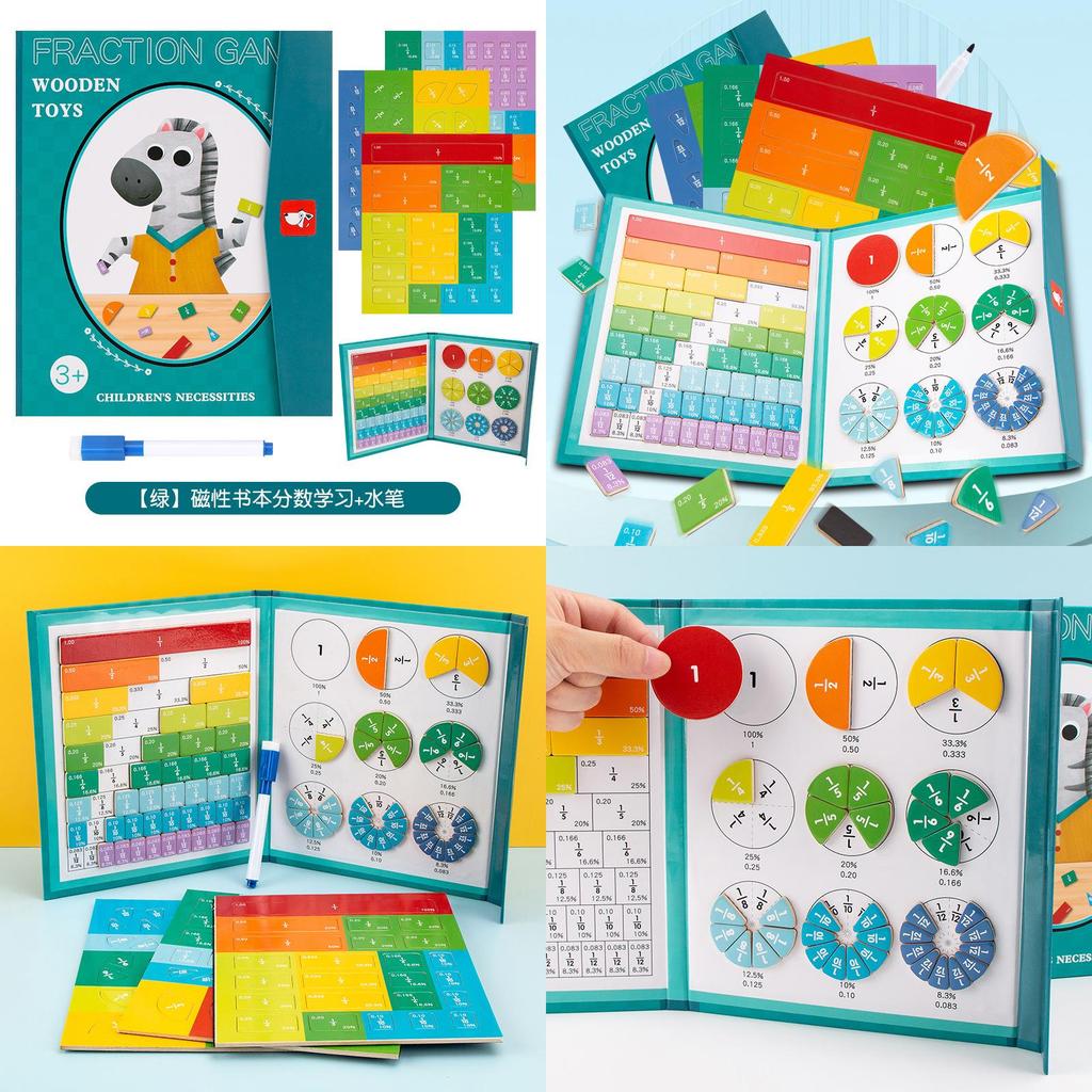 Educational Magnetic Fraction Book With Water Pen For Kids Learning And Math Practice