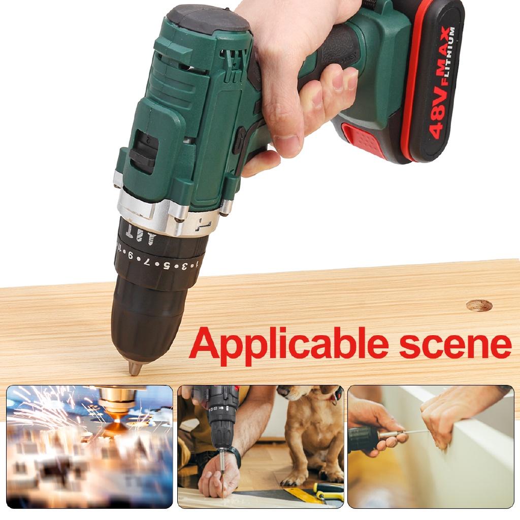 6500/13000mah 2 Speed 48V battery Power Drills Screwdriver 25+3 Torque Rechargeable Cordless Electric Drill Drilling New