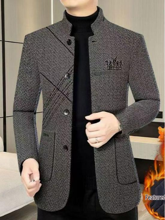 Exklusiv für Südostasien: Herren mittellange Wolljacke mit Stehkragen für Business Casual im Herbst/Winter