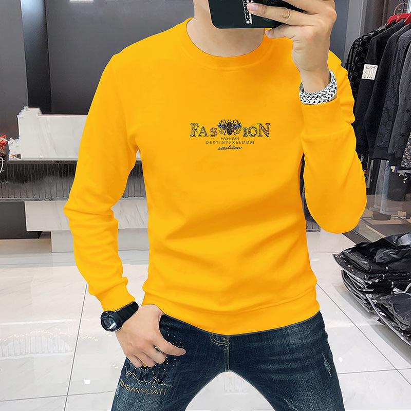 Men's 3D Little Bee Fleece Lined Crew Neck Sweatshirt for Autumn/Winter