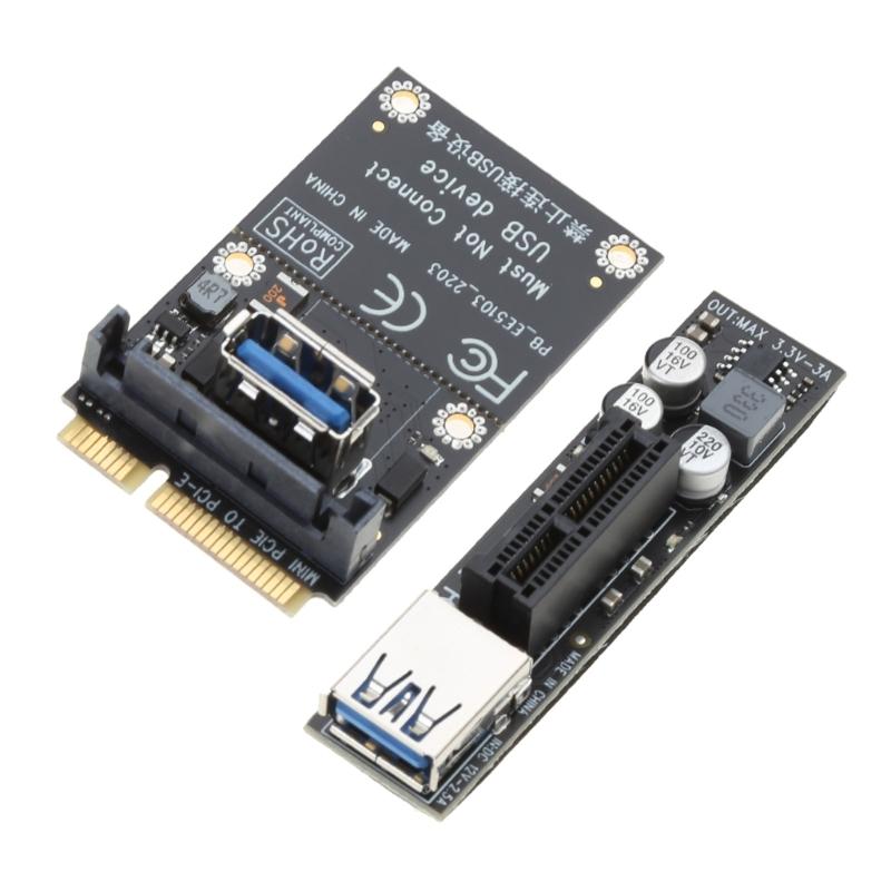 Graphics Cards Connector MINI PCI-E to PCI-E X1 Card Extension Port Adapter Riser Card with 30cm USB 3.0 Cable Durable