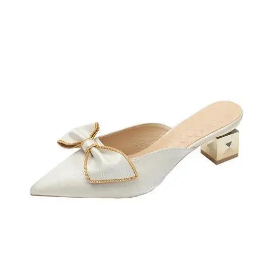 Fashion With Heel Slides Pointed Toe Shoes Women's Slippers and Ladies Sandals Outside New Fashion Chic Elegant Summer 2025 Style Luxury