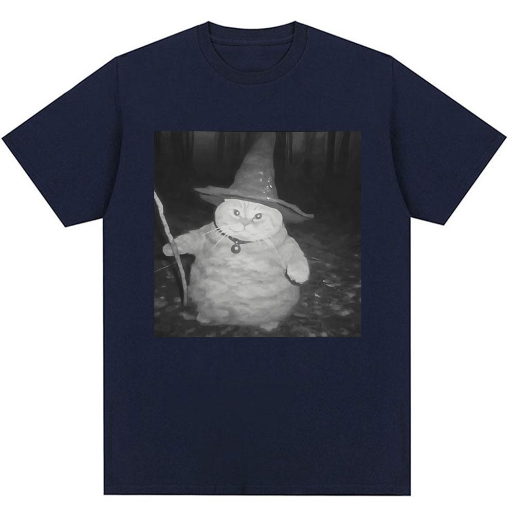 Fat Wizard Cat Funny Meme Graphic T Shirts Trend Humor Joke Novelty Men Women Short Sleeve Oversized 100% Cotton Vintage T-shirt